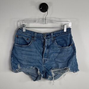 Levi’s 501 High Waisted Medium Wash Button Fly Cutoff Shorts Size 30